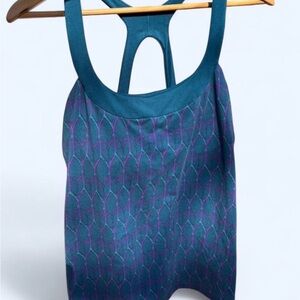 North Face Teal and Purple Patterned Tank Top